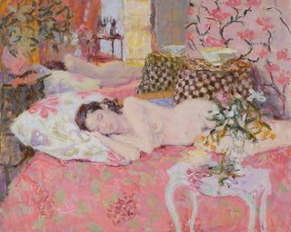 SLEEPING NUDE WITH ALSTROMERIA