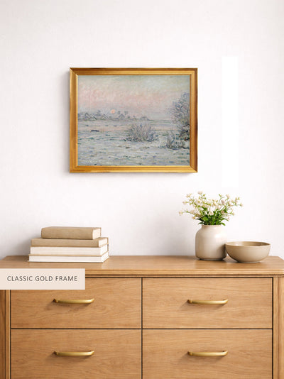 SNOWY LANDSCAPE AT TWILIGHT - Museum Quality Art