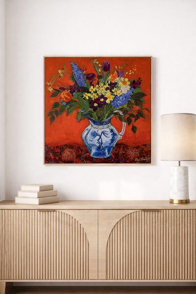 Spring Flowers on Red