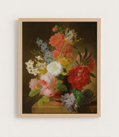 STILL LIFE OF FLOWERS IN A MARBLE URN - Museum Quality Art