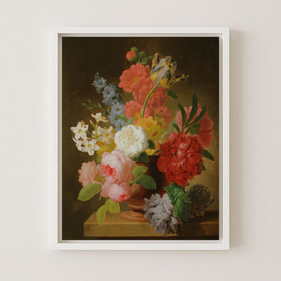 STILL LIFE OF FLOWERS IN A MARBLE URN - Museum Quality Art