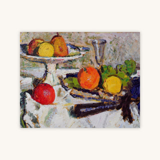 STILL LIFE OF FRUIT ON A WHITE TABLECLOTH — Primary Image