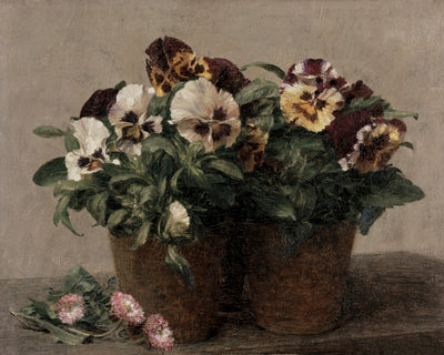 STILL LIFE OF PANSIES AND DAISIES