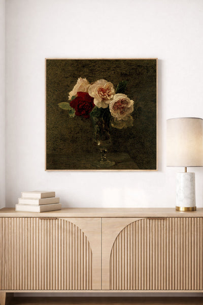 Still Life of Pink and Red Roses