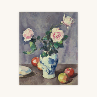 Still Life of Roses in a Blue and White Vase — Primary Image