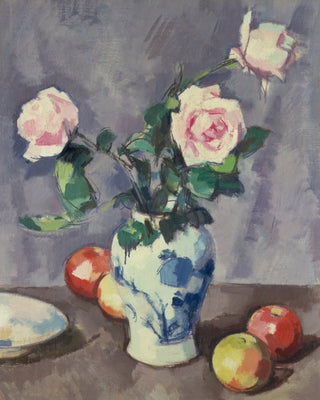 Still Life of Roses in a Blue and White Vase