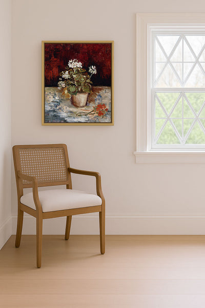 STILL LIFE POT OF GERANIUMS