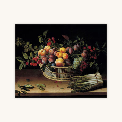 STILL LIFE WITH A BASKET OF FRUIT AND A BUNCH OF ASPARAGUS — Primary Image