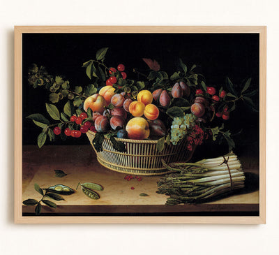 Still Life with a Basket of Fruit and a Bunch of Asparagus