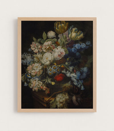 STILL LIFE WITH FLOWERS AND FRUIT - Museum Quality Art