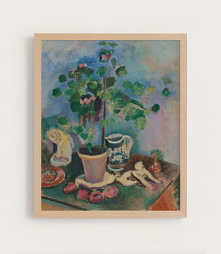STILL LIFE WITH GERANIUM - Museum Quality Art
