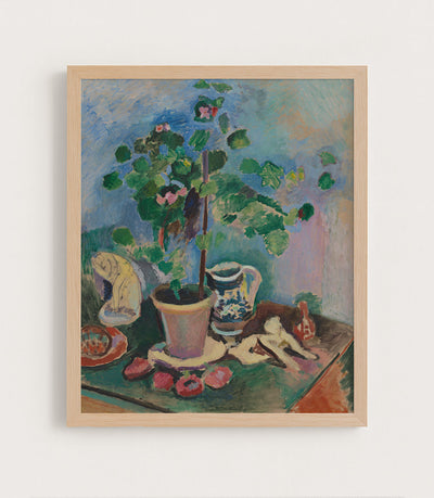 STILL LIFE WITH GERANIUM - Museum Quality Art