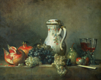 STILL LIFE WITH GRAPES AND POMEGRANATES - Museum Quality Art