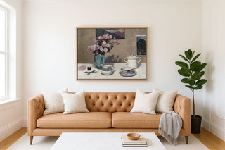 STILL LIFE WITH MAUVE FLOWERS - Museum Quality Art