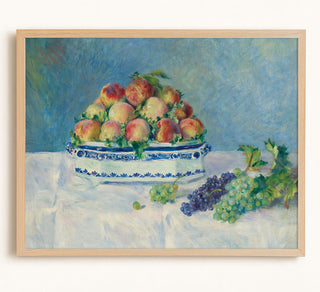 STILL LIFE WITH PEACHES AND GRAPES - Museum Quality Art