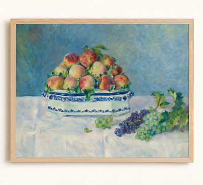 STILL LIFE WITH PEACHES AND GRAPES - Museum Quality Art