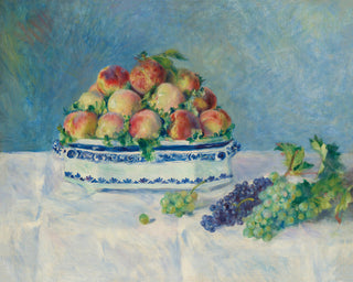 STILL LIFE WITH PEACHES AND GRAPES - Museum Quality Art