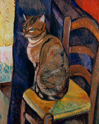 STUDY OF A CAT SITTING ON A CHAIR - Museum Quality Art