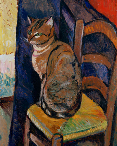 STUDY OF A CAT SITTING ON A CHAIR - Museum Quality Art