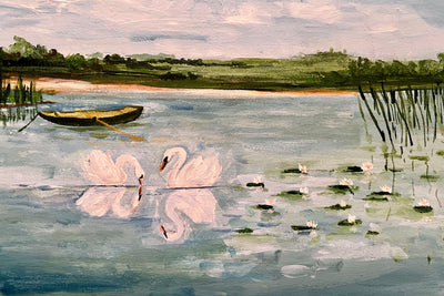 SWANS AT DUSK