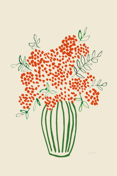 Tall Vase of Orange Berries
