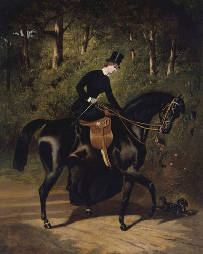 THE HORSEWOMAN KIPPLER ON HER BLACK MARE - Museum Quality Art
