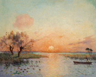THE POND AT SUNSET - Museum Quality Art
