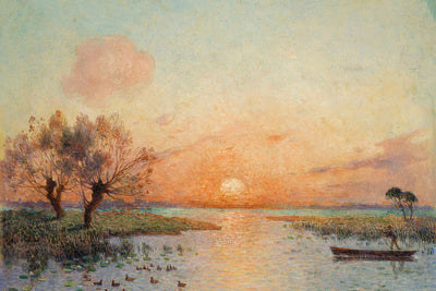 THE POND AT SUNSET - Museum Quality Art