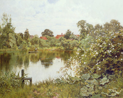 THE TIME OF WILD ROSES, PADDINGTON MILL POND, SURREY - Museum Quality Art