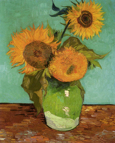 THREE SUNFLOWERS IN A VASE