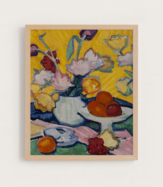 Tulips in a Pottery Vase