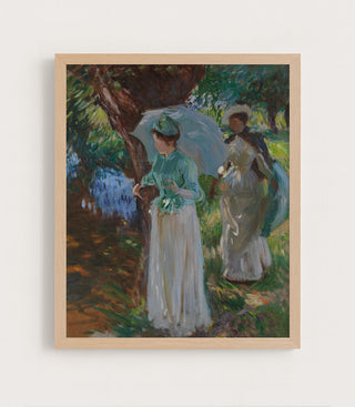 TWO GIRLS WITH PARASOLS - Museum Quality Art
