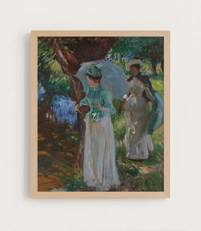TWO GIRLS WITH PARASOLS - Museum Quality Art