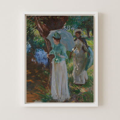 TWO GIRLS WITH PARASOLS - Museum Quality Art