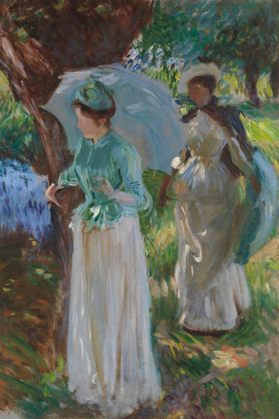 TWO GIRLS WITH PARASOLS - Museum Quality Art