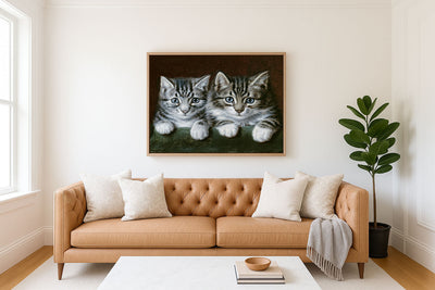 TWO TABBY KITTENS - Museum Quality Art