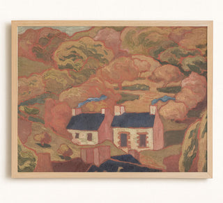 TWO THATCHED COTTAGES - Museum Quality Art