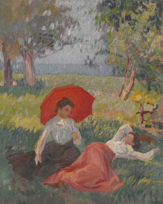 TWO WOMEN RESTING IN A LANDSCAPE - Museum Quality Art