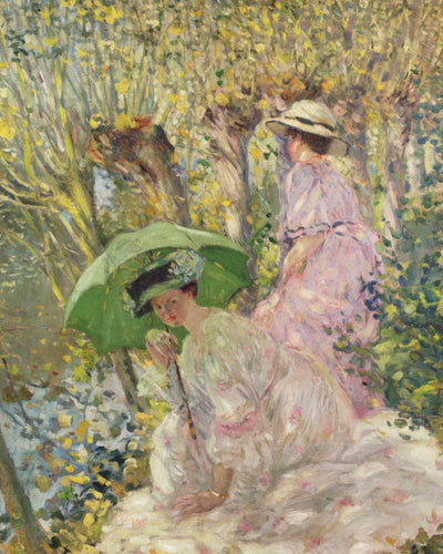 TWO YOUNG GIRLS IN A GARDEN