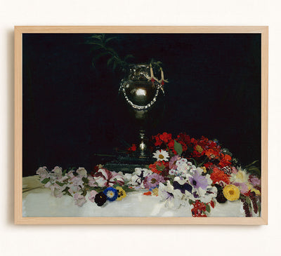 URN AND FLOWERS ON A TABLE - Museum Quality Art