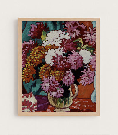 VASE OF DAHLIAS - Museum Quality Art