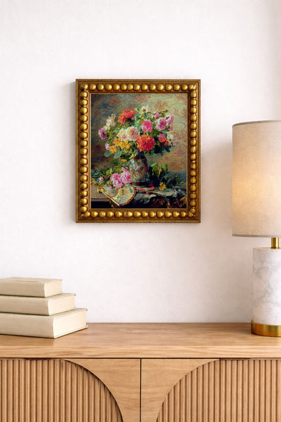 Vase of Flowers and a Fan