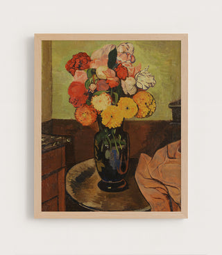 Vase of Flowers on a Round Table