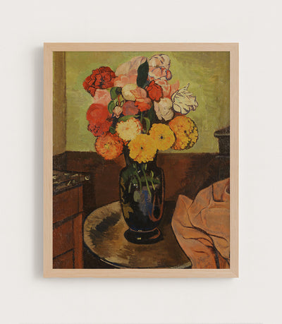 Vase of Flowers on a Round Table