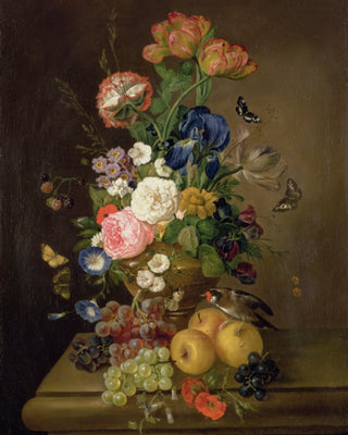 VASE OF FLOWERS WITH BUTTERFLIES