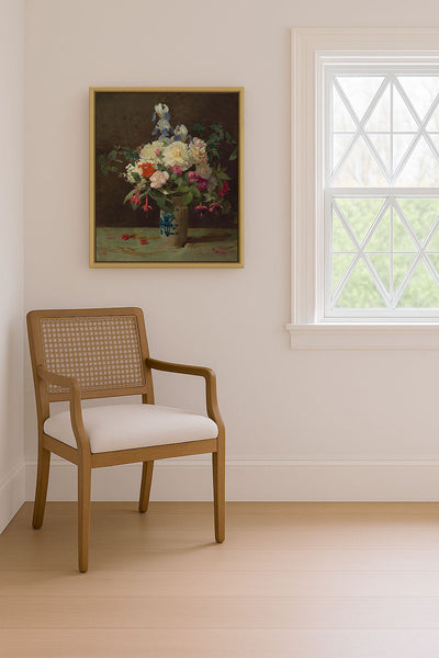 VASE OF GARDEN ROSES - Museum Quality Art