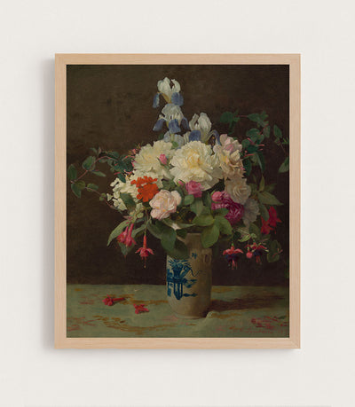 VASE OF GARDEN ROSES - Museum Quality Art