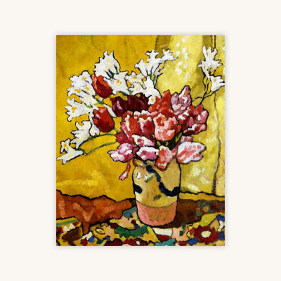 VASE OF TULIPS AND WHITE FLOWERS — Primary Image