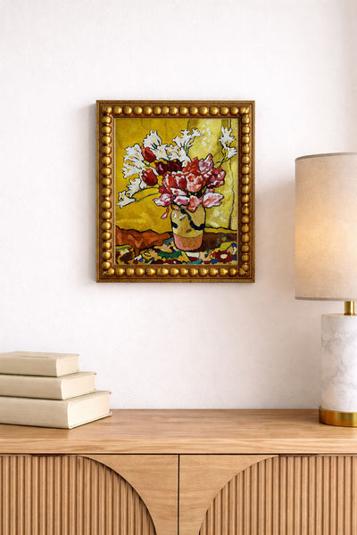 Vase of Tulips and White Flowers