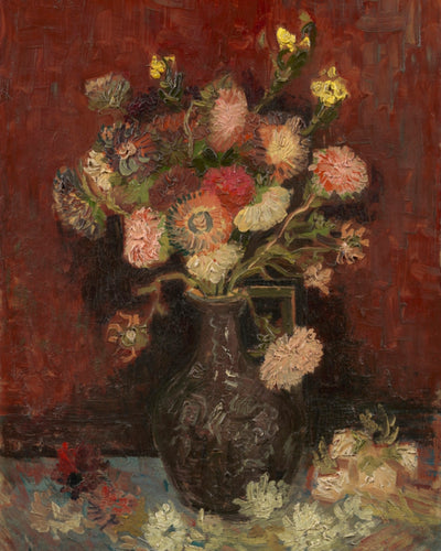 Vase With Chinese Asters and Glaieuls
